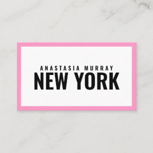 Cartão De Visita Boutique de luxo minimalista rosa branco-preto mod