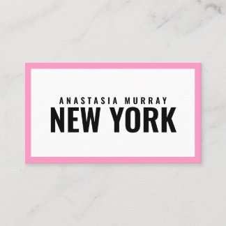 Cartão De Visita Boutique de luxo minimalista rosa branco-preto mod