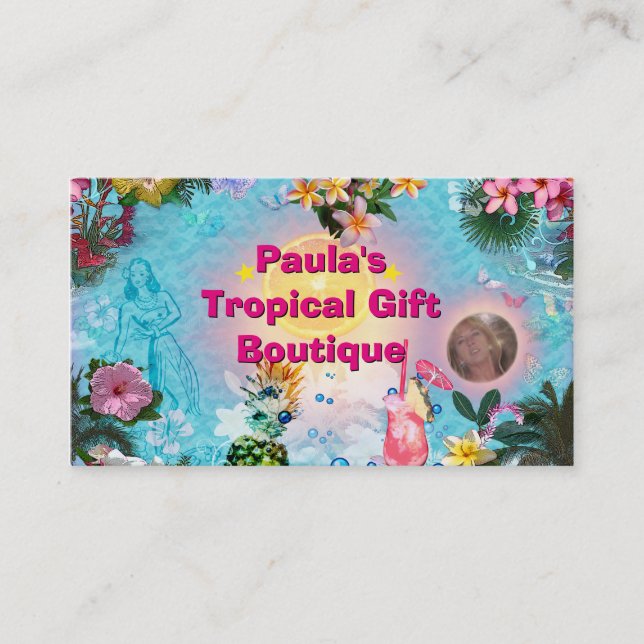 Cartão De Visita Boutique de presentes tropical (Frente)