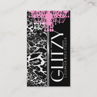 Cartão De Visita Boutique do Glitz 311 - leopardo cor-de-rosa do