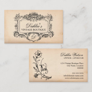 Cartão De Visita Boutique elegante da forma da decoração do vinta