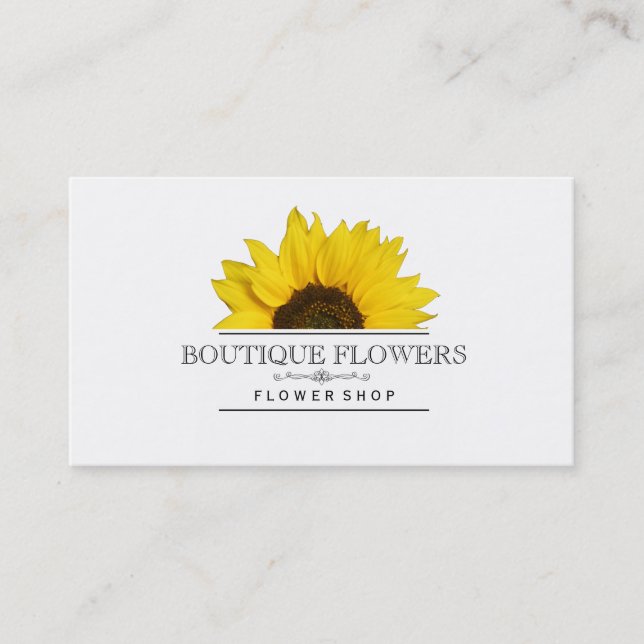 Cartão De Visita Boutique Flowers | Flor solar (Frente)