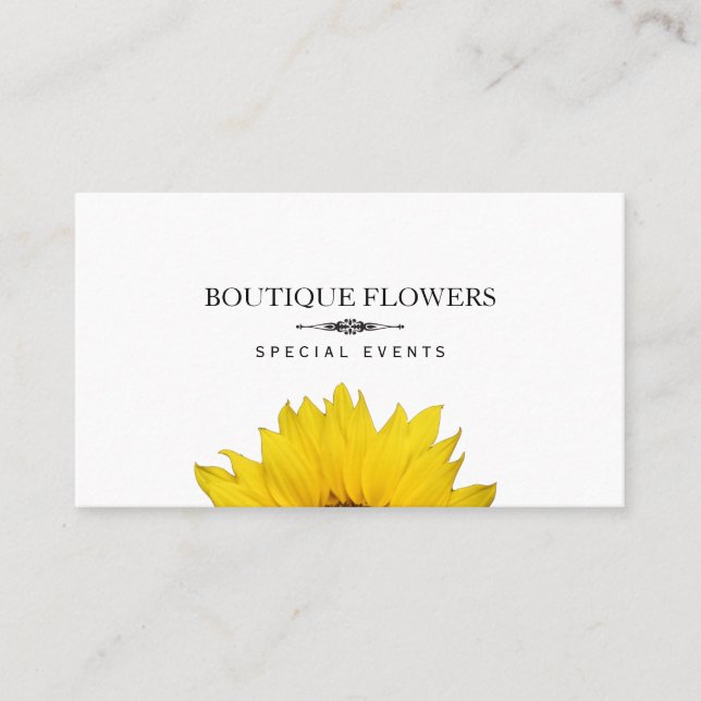 Cartão De Visita Boutique Flowers | Sun Flowers, simples (Frente)