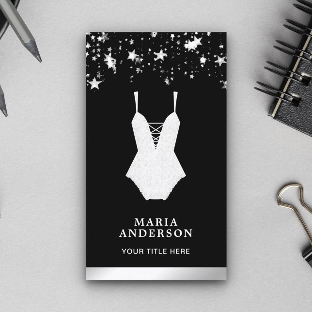 Cartão De Visita Boutique Lingerie de roupa de cama branca (Criador carregado)