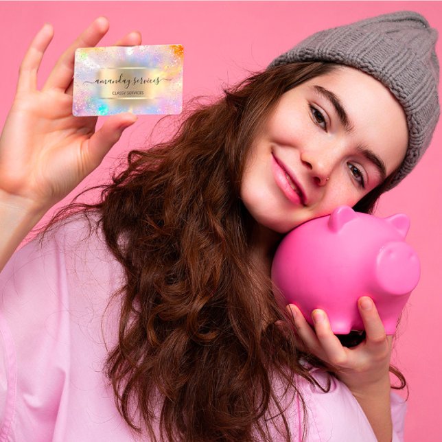 Cartão De Visita Boutique Online Compra Maqueamento Dourado Hológra (Criador carregado)