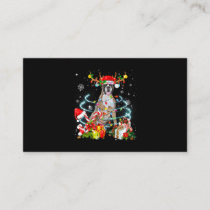 Cartão De Visita Boxer Dog Reindeer Árvore de Natal Luzes Pajama Xm