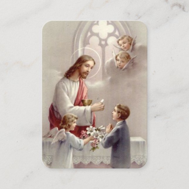 Cartão De Visita Boys First Santa Communy Prayer Card (Frente)