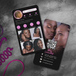 Cartão De Visita Braço de Cabelo com Colagem de Foto do Instagrama 