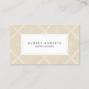 Cartão De Visita Branca de Beige Profissional de Padrão Geométrico 