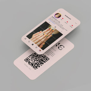 Cartão De Visita Branca de Bela Nail Artista Moderna Salon Instagra