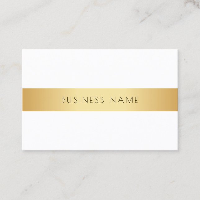 Cartão De Visita Branca Dourada Elegante Moderno Profissional Perso (Frente)