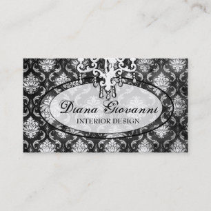 Cartão De Visita Branco adorador do preto do damasco do GC