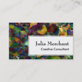 Cartão De Visita Branco assimétrico sobre o abstrato colorido