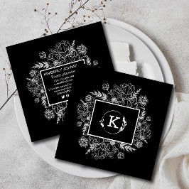 Cartão de visita Branco Botânico Moderno