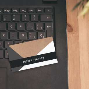 Cartão De Visita Branco cinzento impresso moderno de papel de