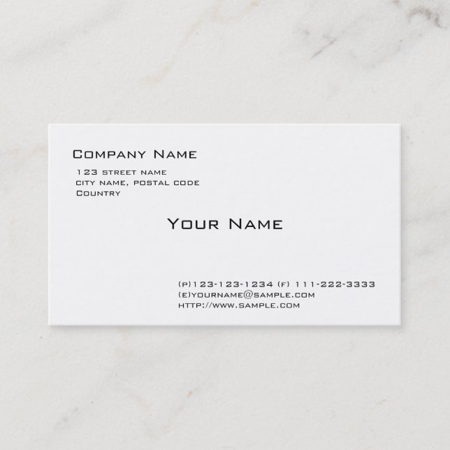 Cartão De Visita branco comum (Frente)