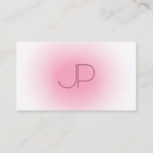 Cartão De Visita Branco Cor-de-rosa Monograma Profissional Moderno 
