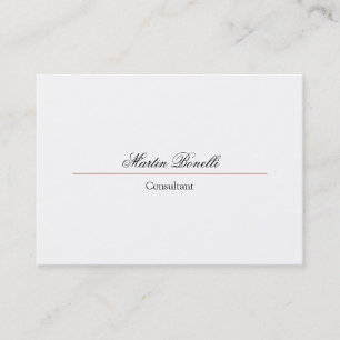Cartão De Visita Branco de Script Simples Clássico