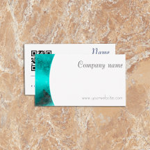 Cartão de visita branco de turquesa QR minimalista