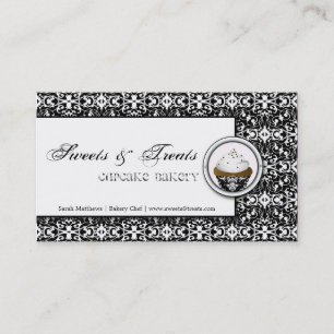 Cartão de visita branco do damasco do preto da