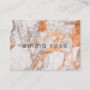 Cartão de visita branco do mármore & do cobre