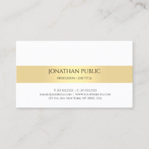Cartão De Visita Branco Dourado minimalista elegante e profissional