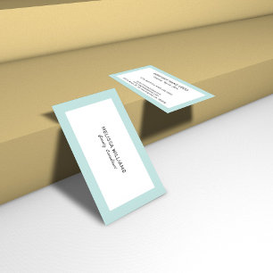 Cartão De Visita Branco e azul minimalista simples