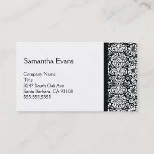 Cartão de visita branco e preto do damasco
