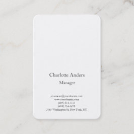 Cartão De Visita Branco elegante simples e simples e elegante