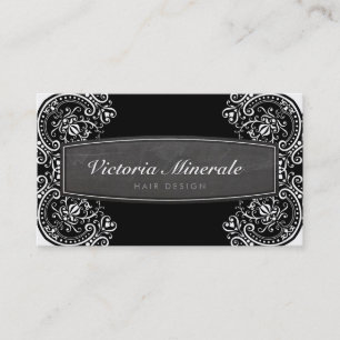 Cartão De Visita Branco filigrana delicado do preto do quadro do