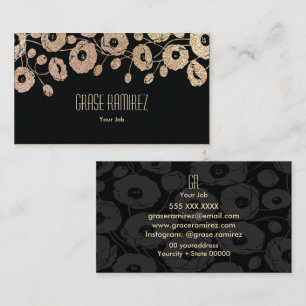Cartão De Visita Branco Glitter Rosa de Faux Chic e Moderno