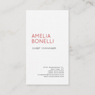 Cartão De Visita Branco liso profissional minimalista moderno de