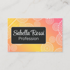 Cartão De Visita Branco Mandala Amarelo Cor-de-rosa Mistura Arco-Ír