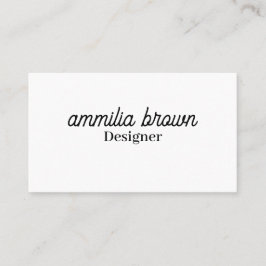 Cartão De Visita Branco Minimalista | Moderno Profissional Manuscri