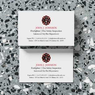Cartão De Visita Branco mínimo moderno do inspector do fogo do