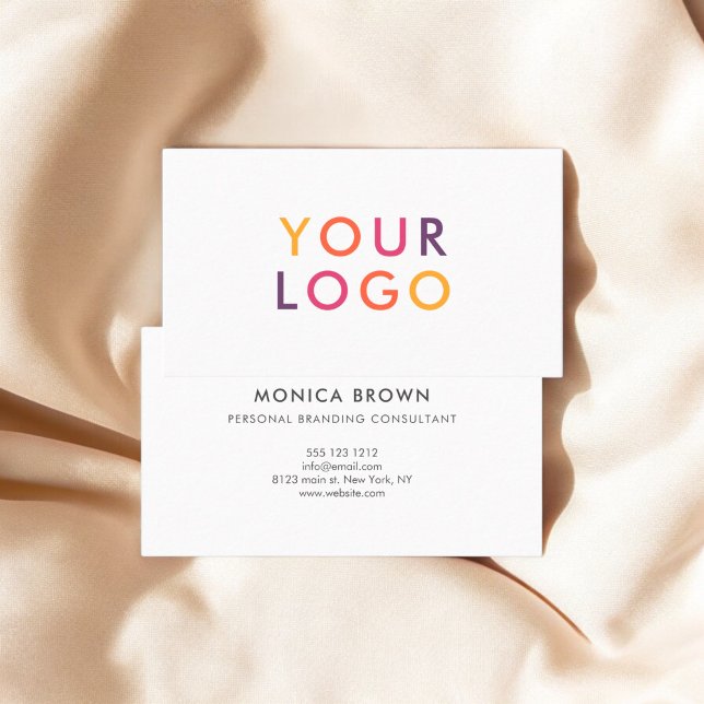 Cartão De Visita Branco moderno profissional minimalista (Criador carregado)