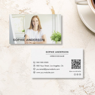 Cartão De Visita Branco personalizado mínimo moderno de fotografia 