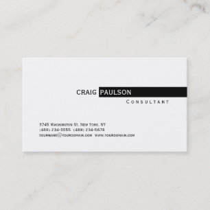 Cartão de visita branco preto bonito na moda