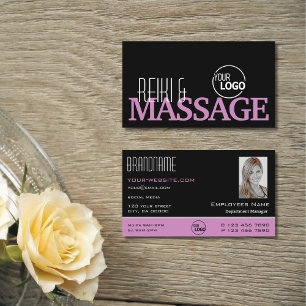 Cartão De Visita Branco preto-chic, simples com logotipo e foto