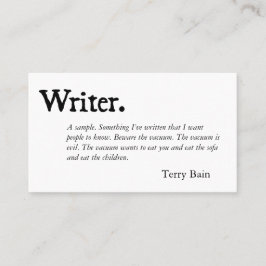 Cartão De Visita Branco preto do escritor