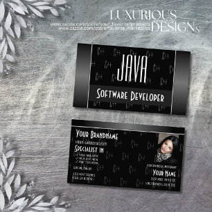 Cartão De Visita Branco preto moderno com padrão de fotografia e le