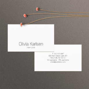 Cartão De Visita Branco profissional minimalista moderno