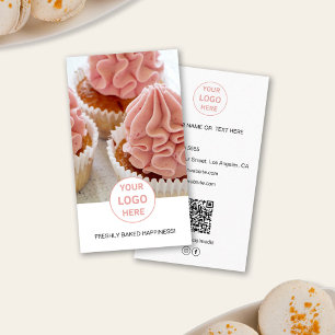 Cartão de Visita Branco QR Logo Foto Personalizada