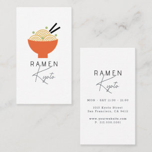Cartão de Visita Branco Restaurante Japonês Ramen