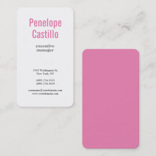 Cartão De Visita Branco Rosa Mínimo Moderno Profissional