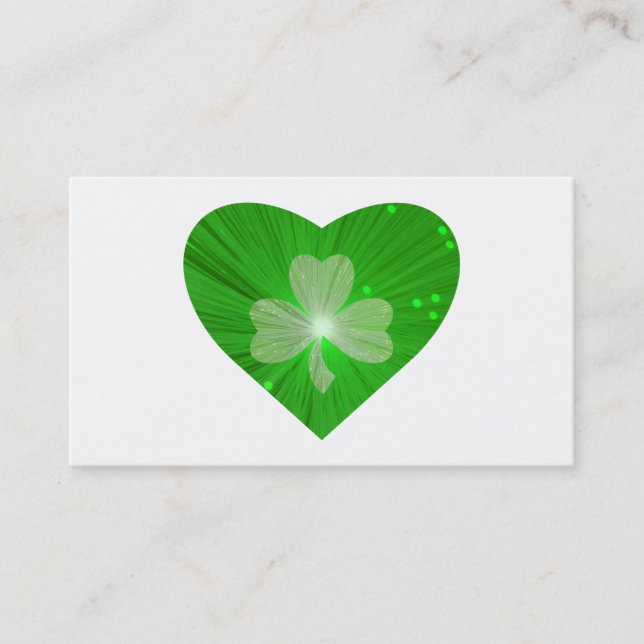Cartão de visita branco Shamrock Heart (Frente)