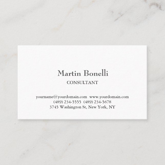 Cartão De Visita Branco Simples e Clássico Line (Frente)