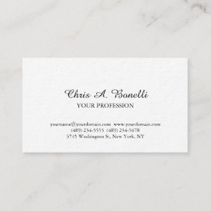 Cartão De Visita Branco simples liso elegante clássico