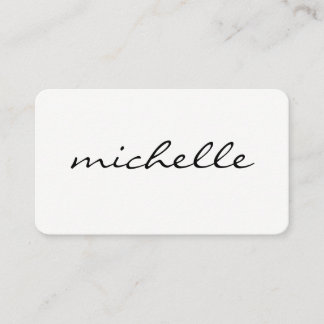 Cartão De Visita Branco simples minimalista com texto cursivo