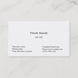 cartão de visita branco simples, simples e legal